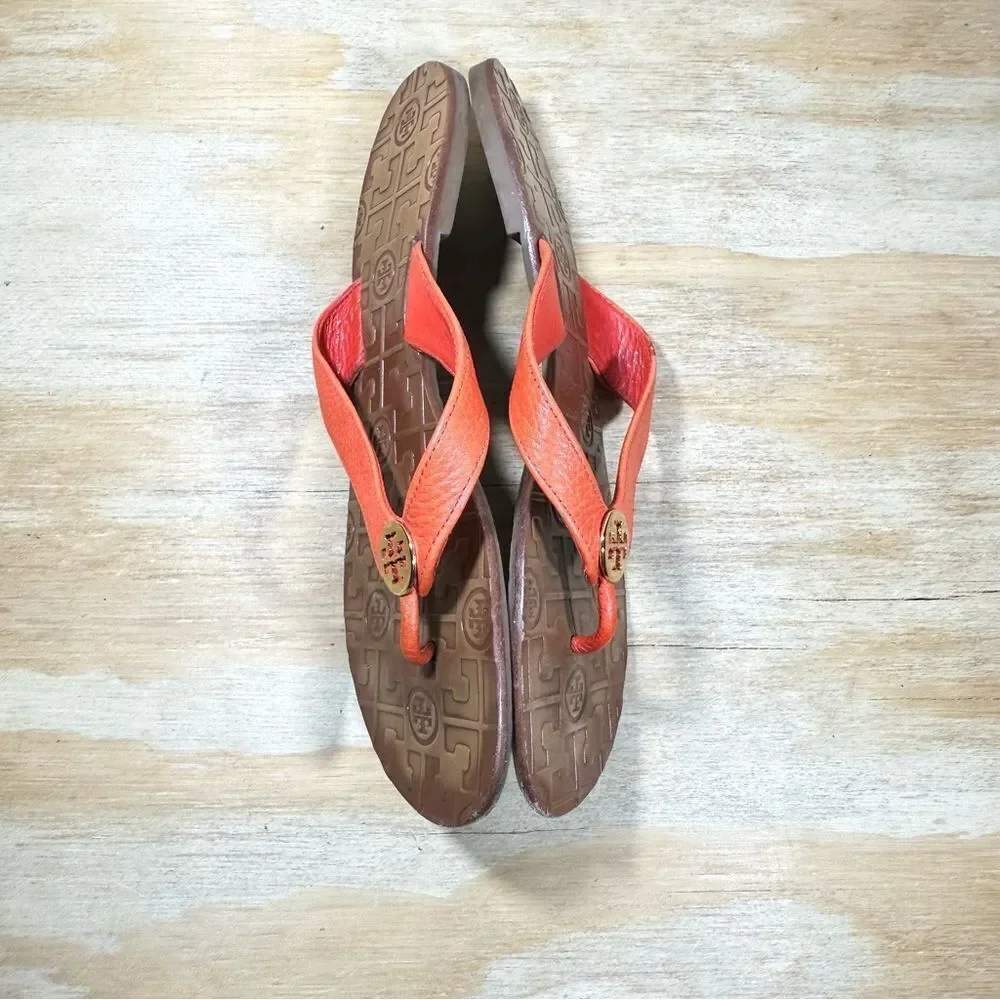 Tory Burch Thora Orange Flip Flop Sandals Women’s Size 10